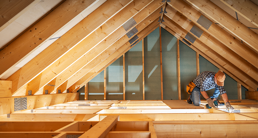 Installation d'isolation sur maison neuve.